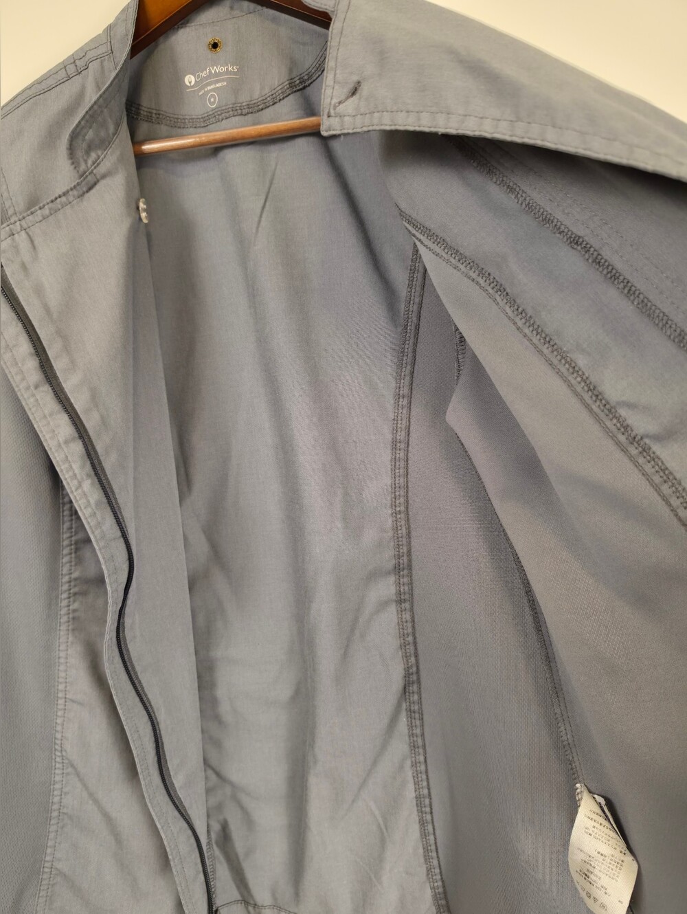 Chef Works Chef Coat Jacket Medium Gray Short Sleeve Zip Ventilated Workwear - Picture 8 of 14